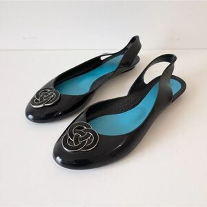 Oka B Ballet Flats Women's 7/37 Black Soy-Vegan Rubber Slip-on